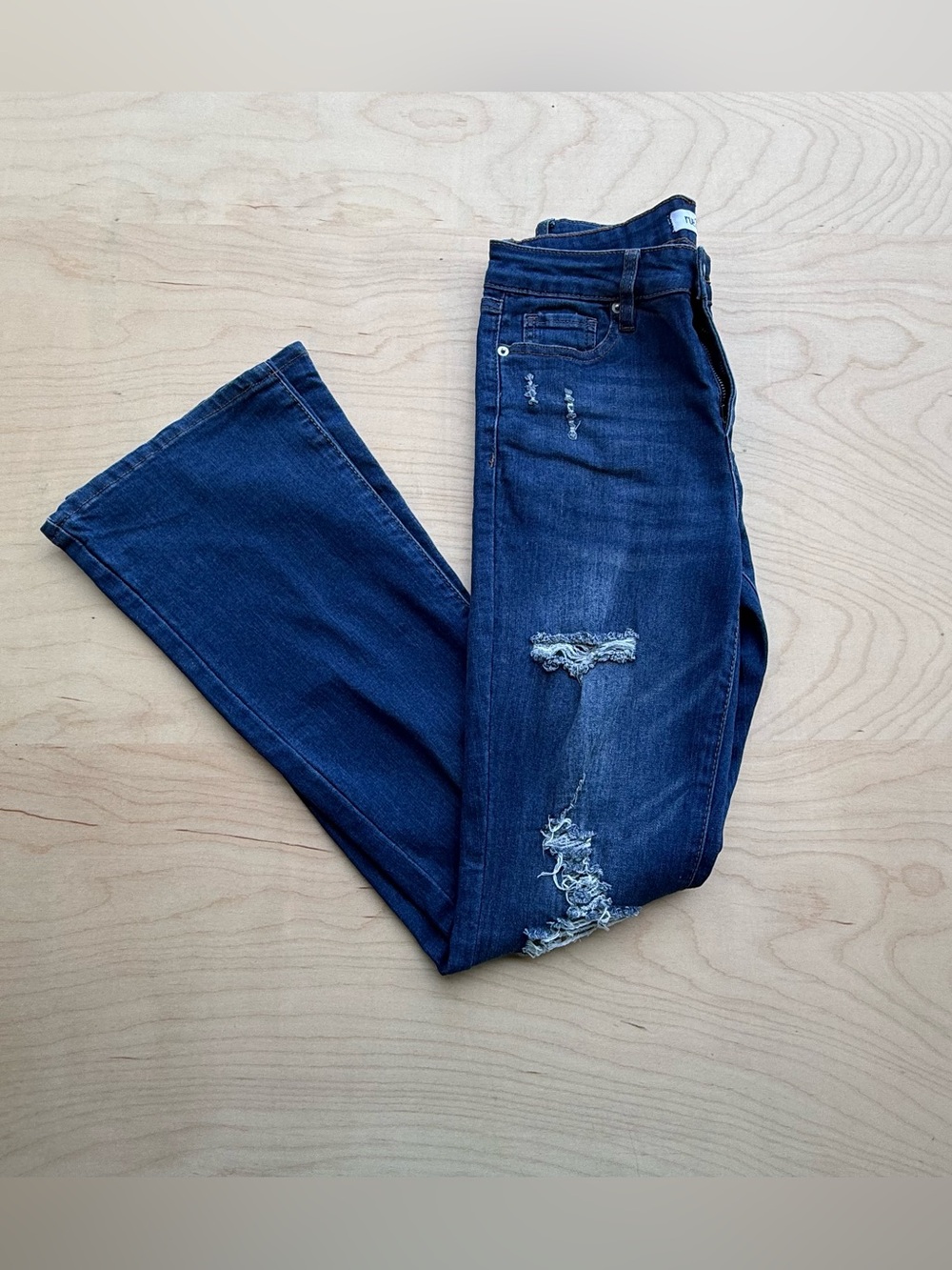 Rue21 Distressed Flare Jeans Ripped Denim Indigo Juniors size 1